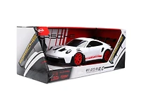 Jada Toys Porsche 911 (992) GT3 RS – Échelle 1:16 – Télécommandée, Rechargeable par USB avec fonction Turbo (Blanc/Rouge)
