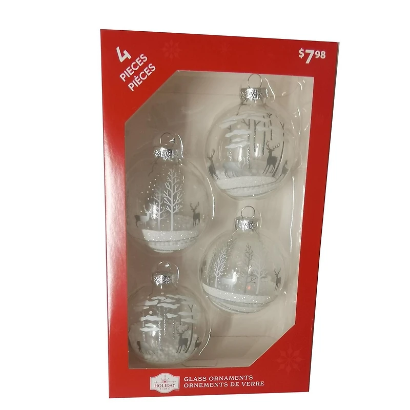 TEMPS DE VACANCES 65 mm * 4CT ORNEMENT EN VERRE ARBRE/CERF