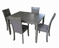K-Living Nellie Ensemble de salle à manger en bois massif 5 pièces avec 1 table et 4 chaises