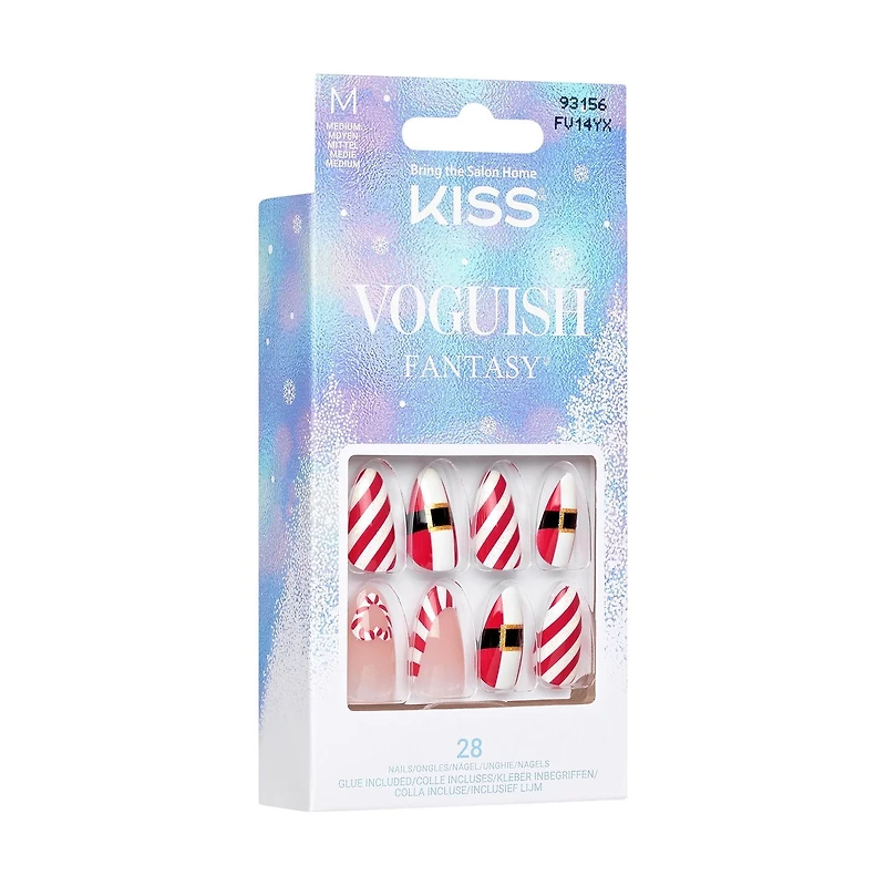 KISS Voguish Fantasy Ongles Autocollants des Fêtes - Longueur Moyenne, Forme Cercueil