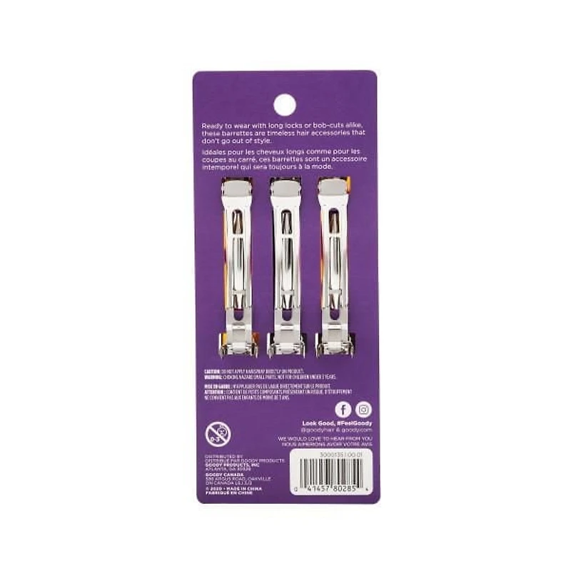 Goody Classics Autoclips - Pinces à cheveux noires et brunes - 3Ct Goody Autoclips