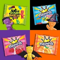 Maynards, Assorted Gummy Candy (Pack of 45), Sour Patch Kids, Fuzzy Peach, Swedish Berries, Swedish Fish, Bulk Candy, Individually Wrapped, Sour Candy, 562 g