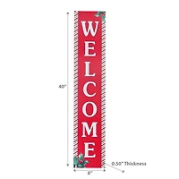Christmas Mdf Vertical Candy Striped Sign Welcome