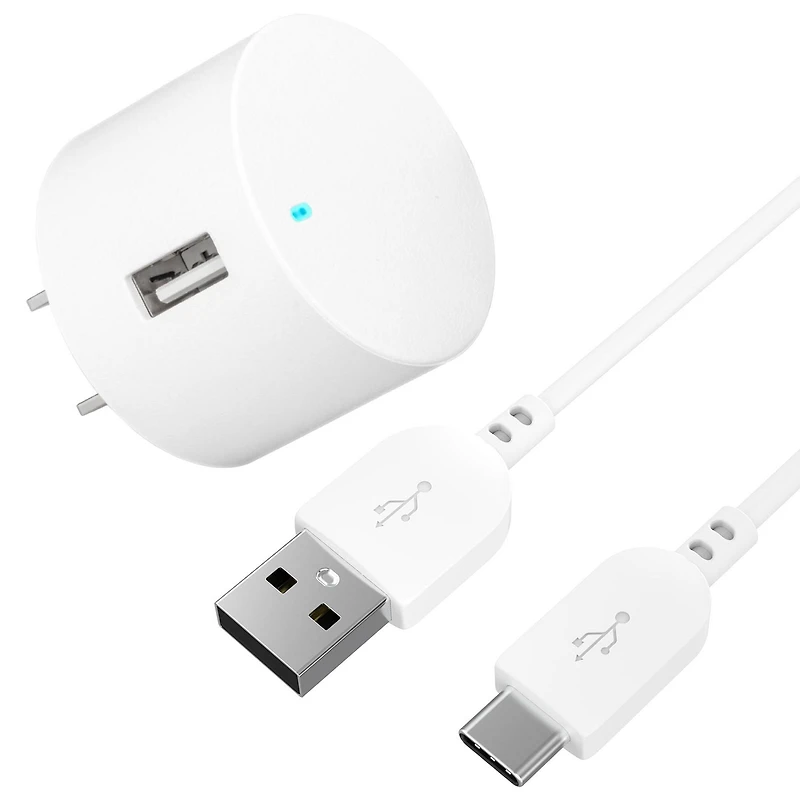 Trousse de chargement mural USB 2,4 A avec câble USB vers USB-C de 0,9 m (3 pi) de onn. Prise pliable