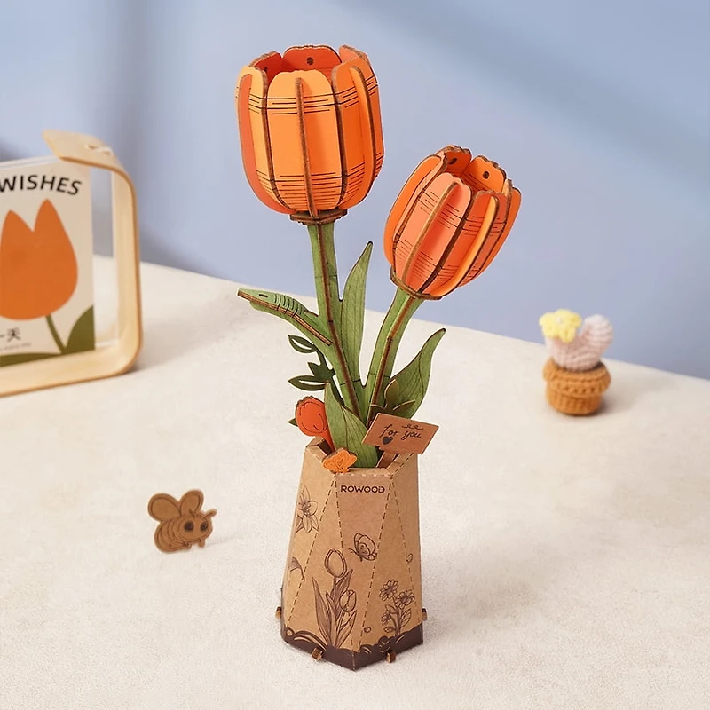 Décoration Fleur Lys Rose 3D Puzzle Rolife TW071
