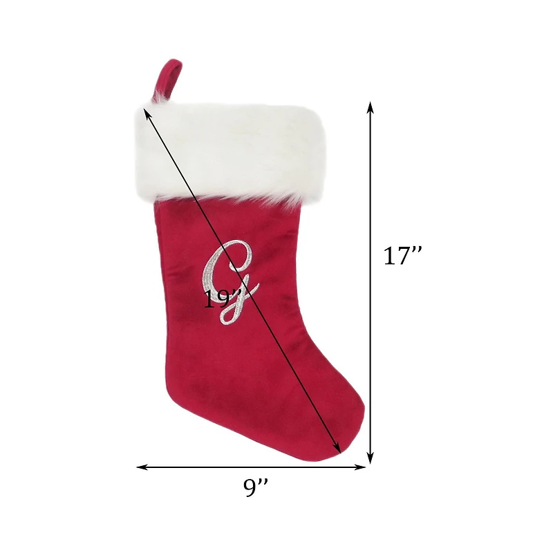 HOLIDAY TIME 19IN VELVET MONOGRAM STOCKING G