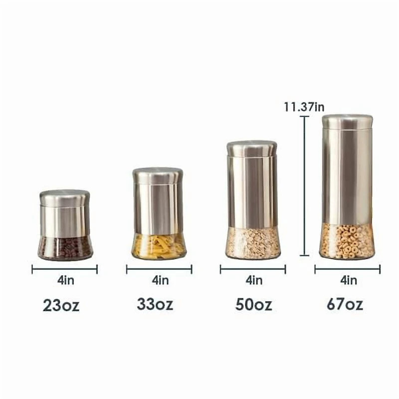 Essence Collection 4 Piece Stainless Steel Canister Set