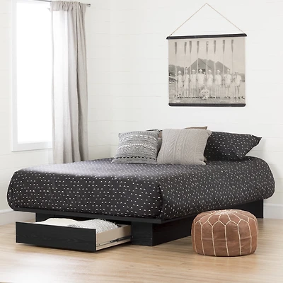 Lit plateforme avec tiroir Double / Queen, fini Chêne noir, collection Holland de Meubles South Shore