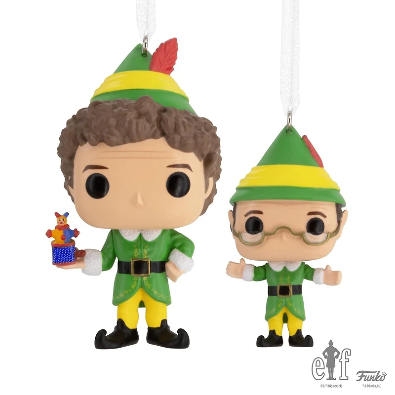 Hallmark Christmas Ornaments (Elf Buddy the Elf and Papa Elf Funko POP!), Set of 2
