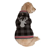 Holiday Time Pull pour chien Moose à carreaux gris