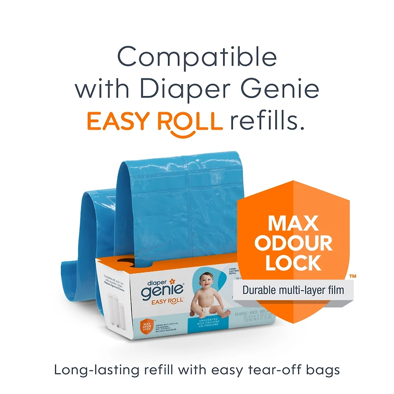 Poubelle à couches Diaper Genie Signature - Gris - Pédale, contrôle des odeurs