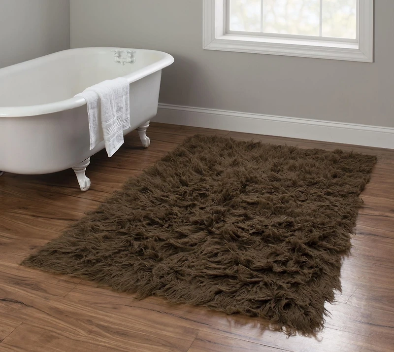New Flokati 1400gr 3'6" x 5'6" Accent Rug, Cocoa
