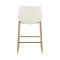 Heavenly Collection PU Stool, Counter PU Stool, Modern Stool with Gold Legs, Kitchen Stool, Restaurant Stool, Island Stool, with Footrest - Set 2