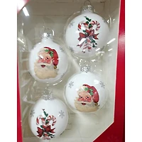 Holiday Time 65mm X 4CT Glass Santa Ornament