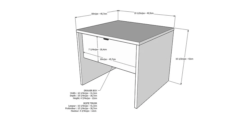 Table de chevet à 1 tiroir Nexera