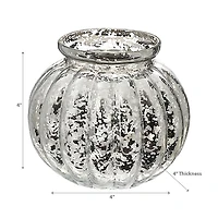 Mercury Sphere Ribbed Tealight Holder Silver - Set of 2