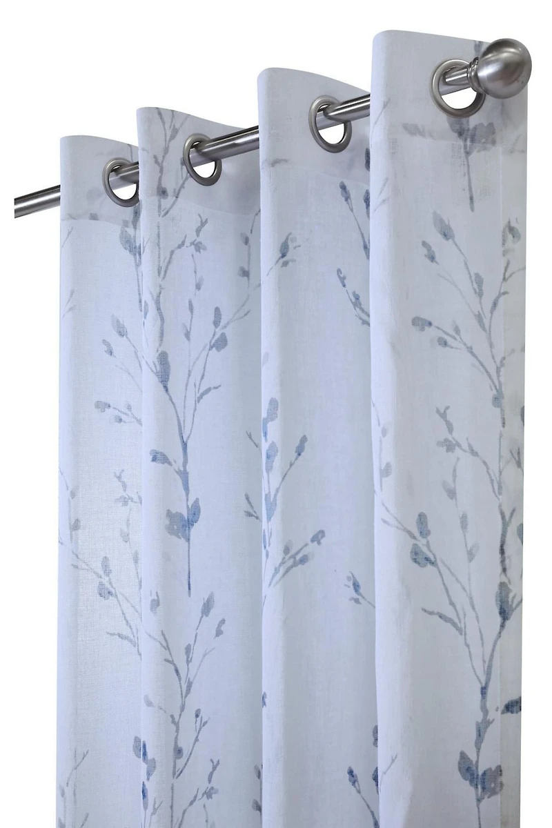 Loft Living Petra, panneau de rideau à oeillets en faux lin sem-transparent imprimé 52" x 84", blanc