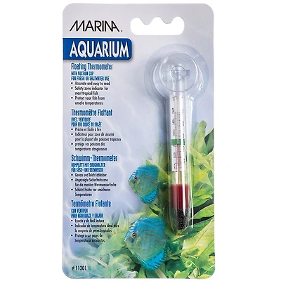Marina Floating Aquarium Thermometer with Suction Cup, Celsius and Fahrenheit, Floating Thermometer