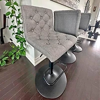 Heavenly Collection Grey Tufted Adjustable Stool