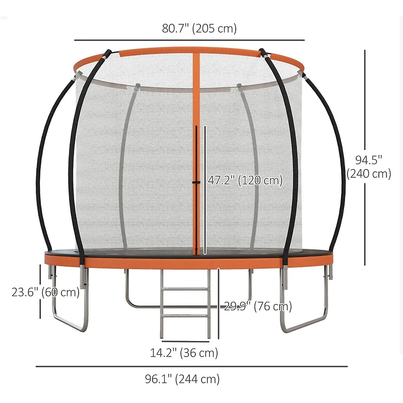 Soozier Trampoline d'extérieur de 8 pieds avec filet d'enceinte et échelle