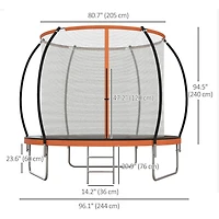 Soozier Trampoline d'extérieur de 8 pieds avec filet d'enceinte et échelle