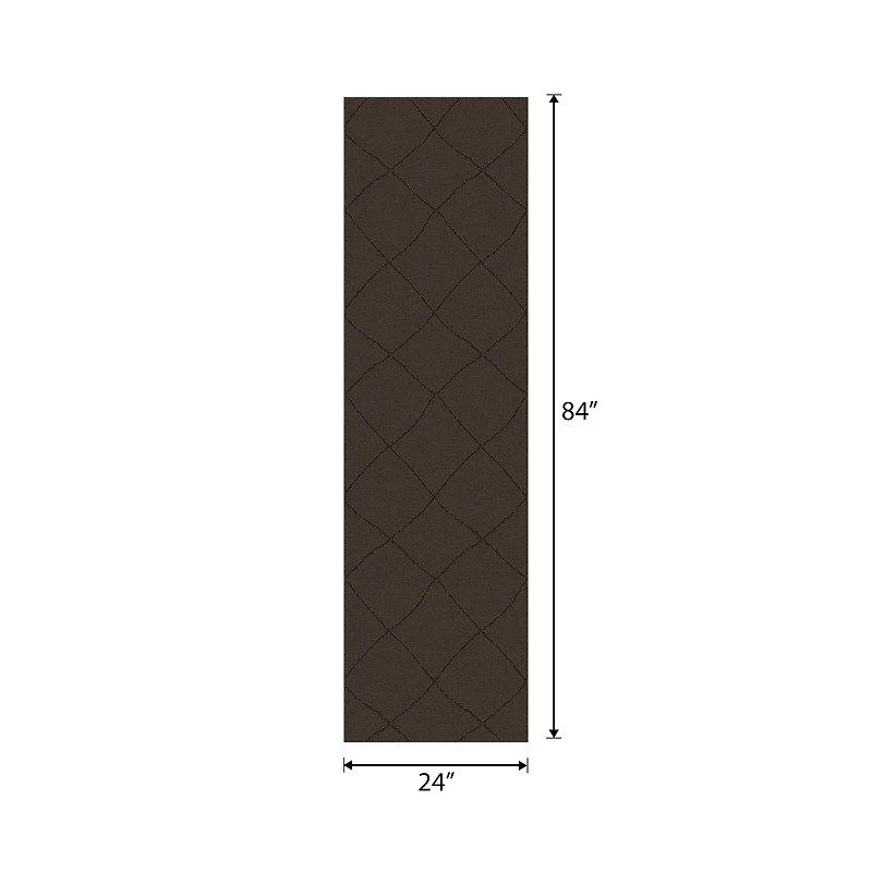 Mainstays tapis de couloir intérieur moderne géométrique touffeté à la machine brun foncé, 2' x 7', lavable à la machine, endos antidérapant