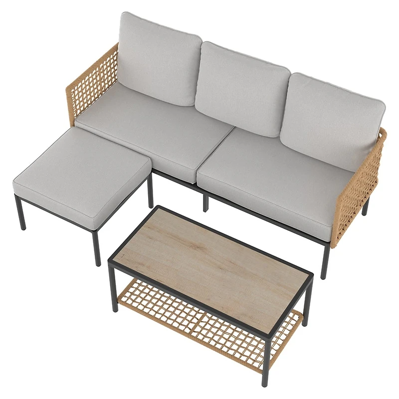 Ensemble modulaire 3 pièces pour patio Lasso HOMETRENDS - Beige