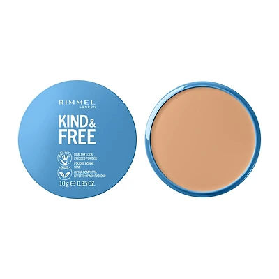Rimmel Kind & Free Pressed Powder™ - Lightweight and Talc-Free Powder Foundation, with Aloe Vera & Tapioca, 100% Vegan & Cruelty-Free, Vegan Pressed Powder