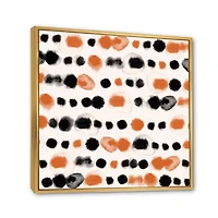 Designart Black and Orange Polka Dots FLOAT FRAME WALL ART
