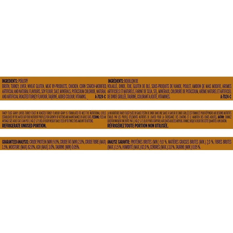 Purina(MD) Fancy Feast(MD) Plats en Sauce(MC) Festin de Dinde Nourriture pour Chats