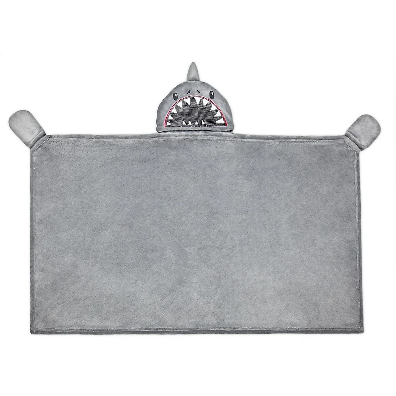 Jeté à capuchon pour enfant Requin, 76x127 cm
