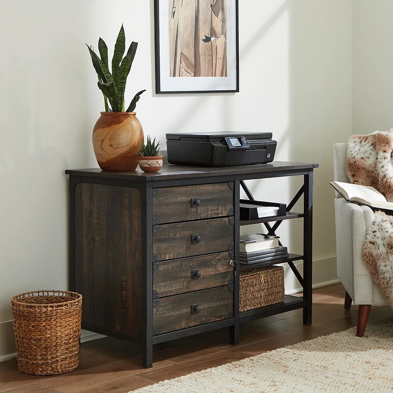 Sauder® Collection Steel River Crédence, Finition Carbon Oak®, 427849