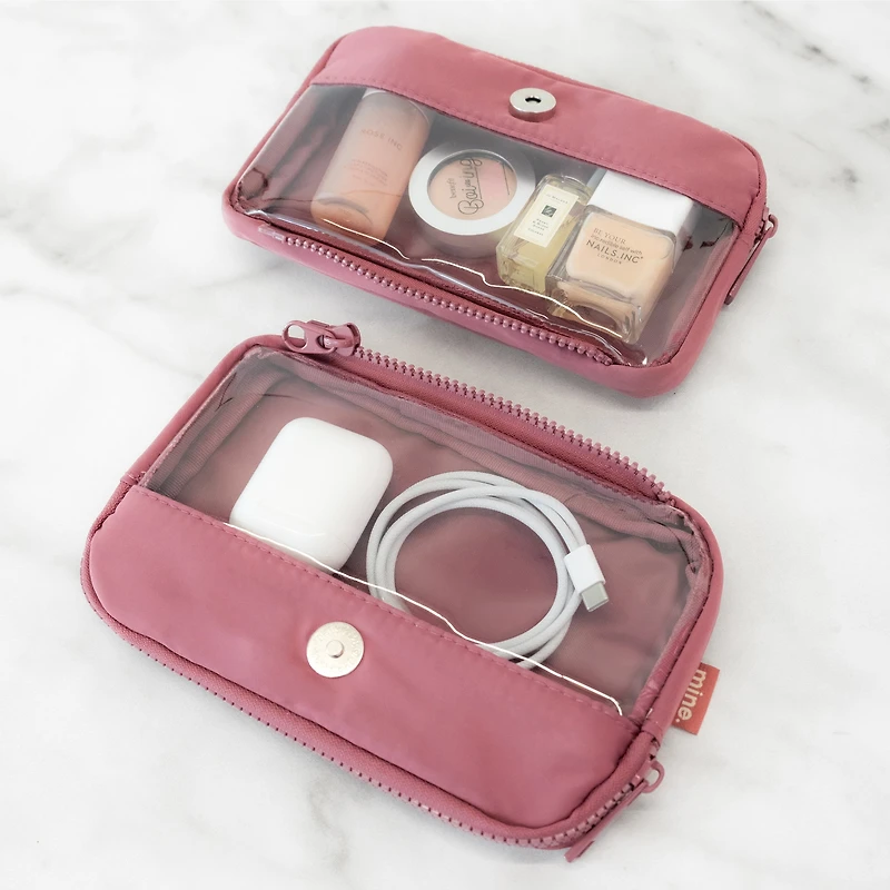 Mine, étui à Double Pochette, Rose Pâle