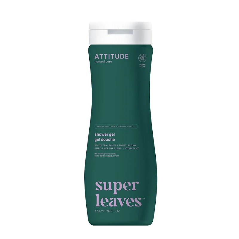 ATTITUDE super leaves, Shower Gel, White Tea Leaves. 473 mL