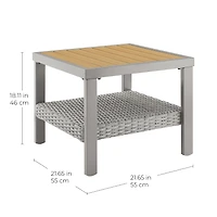 Songmics Home Collection Sencillo - Petite Table Basse, Table d'Appoint de Jardin, Carré, avec Rangement, Style Transitionnel, Faux Bois