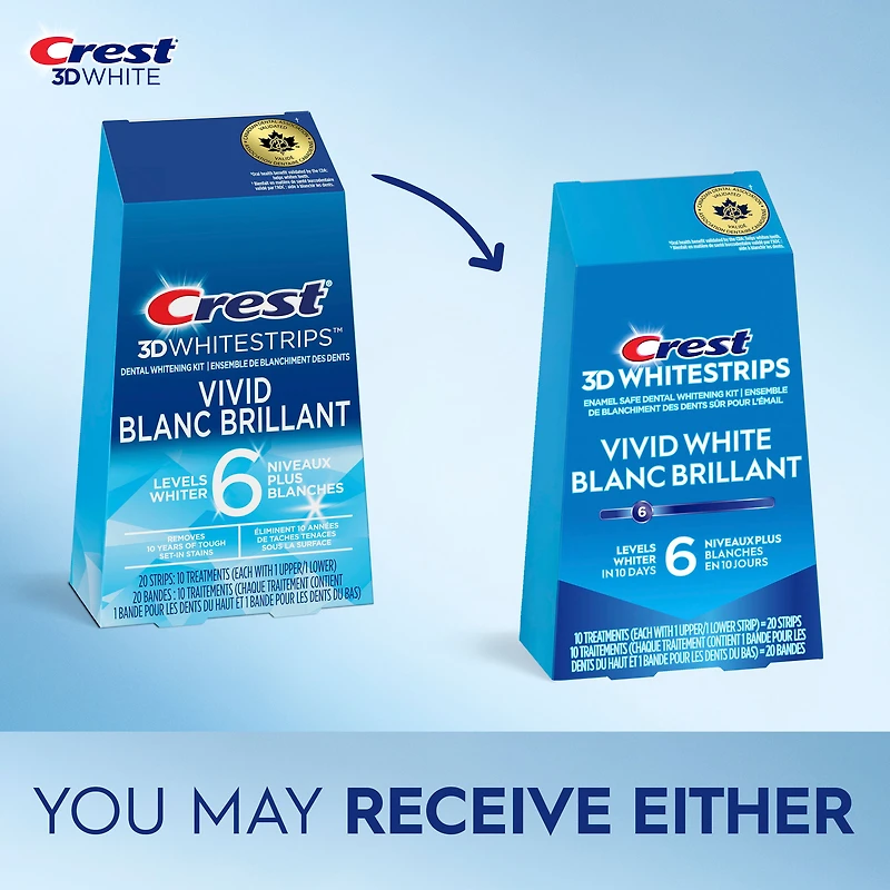 Ensemble de blanchiment des dents à domicile Crest 3D Whitestrips Blanc brillant 10 traitements
