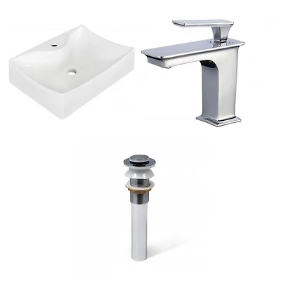 American Imaginations 21,5 po. W Wall Mount Ensemble de récipient blanc pour robinet mural 1 trou AI-34181
