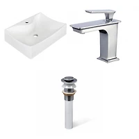 American Imaginations 21.5-in. W Wall Mount White Bathroom Vessel Sink Set For 1 Hole Wall Mount Faucet AI-34181