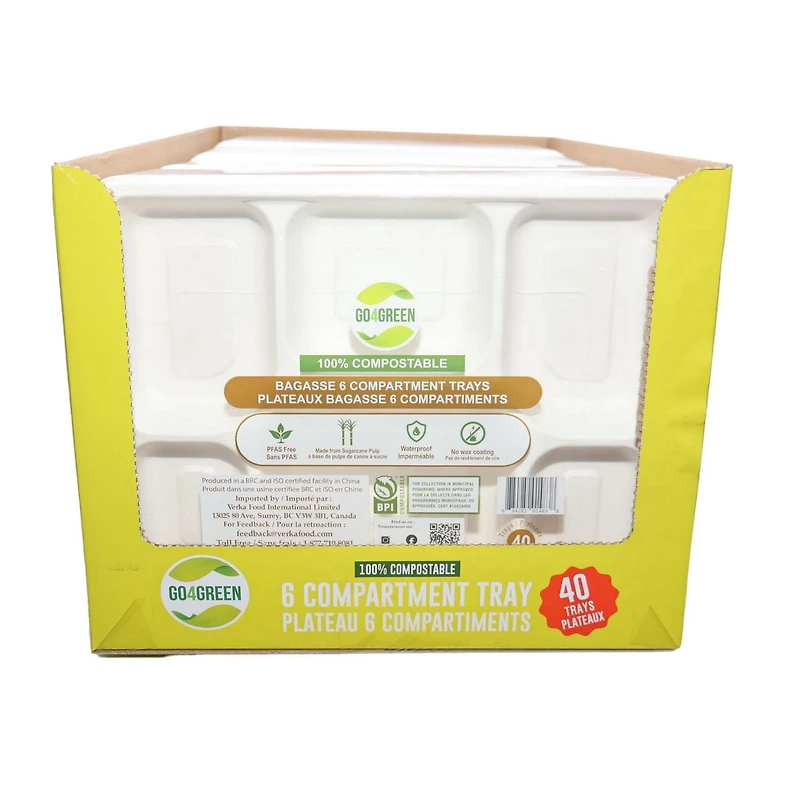 Plateaux Go4Vert à 6 compartiments, 40 plateaux