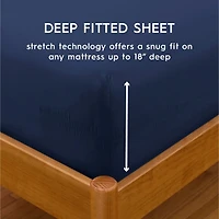 Better Homes & Gardens Ensemble de draps en satin de coton 300 fils, 4 pièces – Anse bleue, Très grand lit (King) Ensemble de draps en satin de coton 300 fils