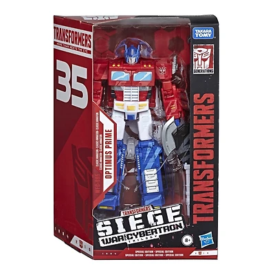 Jouets Transformers Generations War for Cybertron, édition spéciale 35e anniversaire WFC-S65, Optimus Prime du dessin animé classique, décoration par ombrage de celluloïd