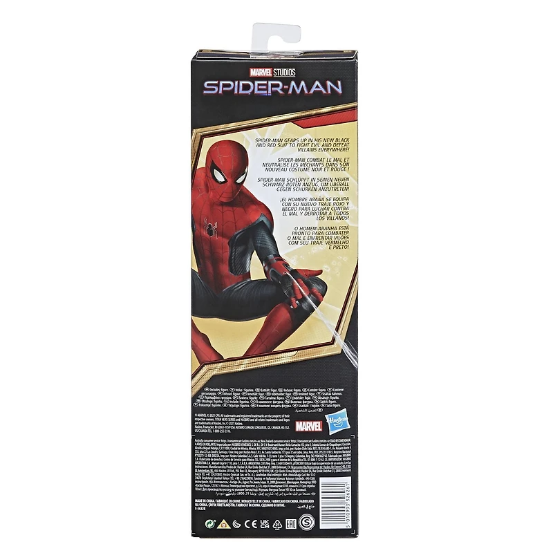 Marvel Spider-Man Titan Hero Series 12-Inch New Black And Red Suit Spider-Man Action Figure Toy, Inspired By Spider-Man Movie, For Kids Ages 4 and Up