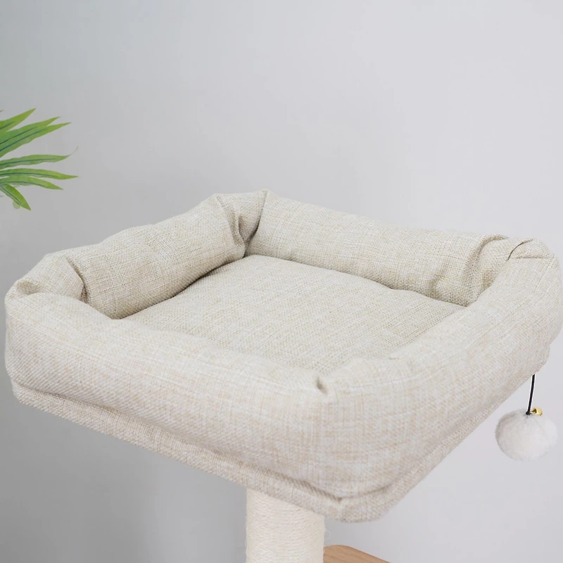 Vibrant Life 42" 3-Level Cat Tree with Base Condo, Top Perch, Scratching Mats, Laminated Board Steps