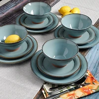 Gibson Elite Terranea Service de table 12 pièces Bleu sarcelle Terre cuite