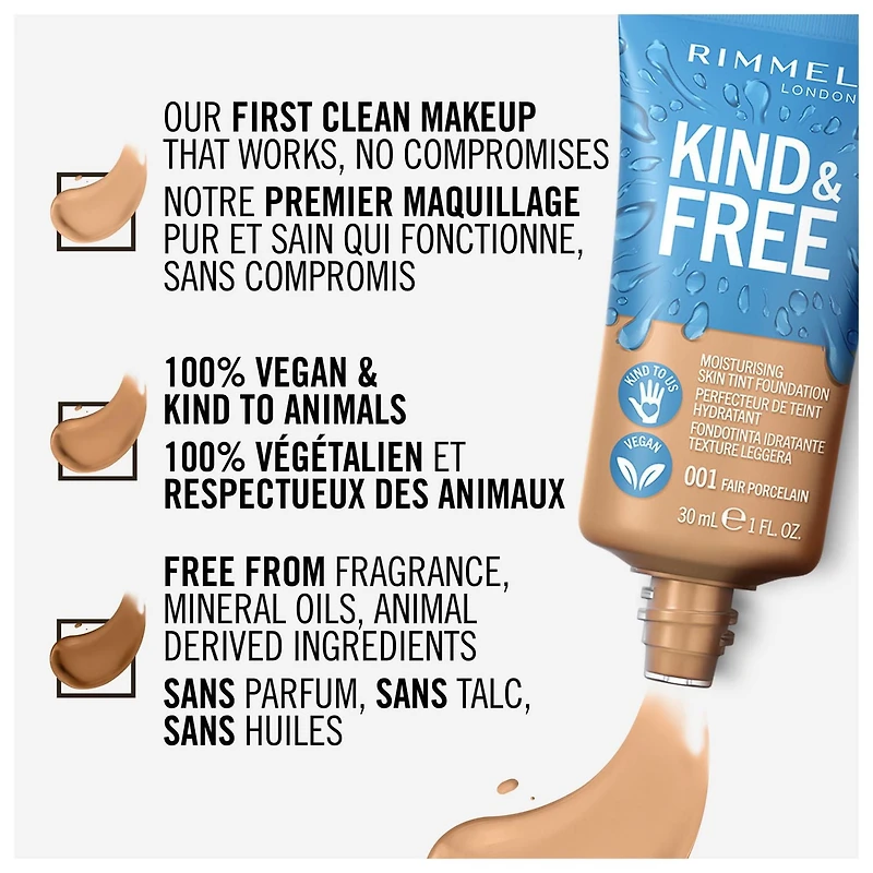 Rimmel KIND & FREE Perfecteur de Teinte 100 % végétalien, formulé avec de la vitamine E