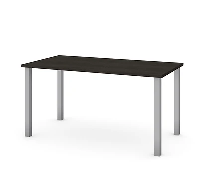 Bestar Universel 59W Table Desk with Square Metal Legs in deep grey
