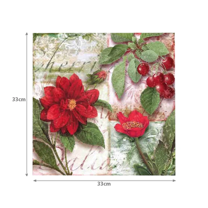 Lot De 20 Serviettes De Table 3 Plis (Fleurs Des Fêtes) - Lot De 6