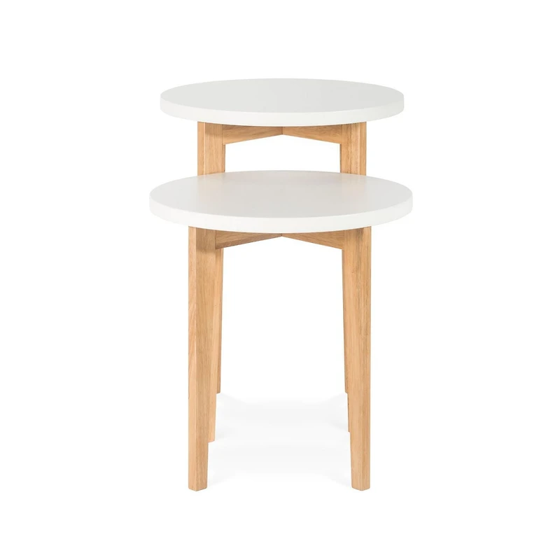Tables gigognes Geo de Forever Eclectic, blanc/naturel
