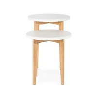 Tables gigognes Geo de Forever Eclectic, blanc/naturel