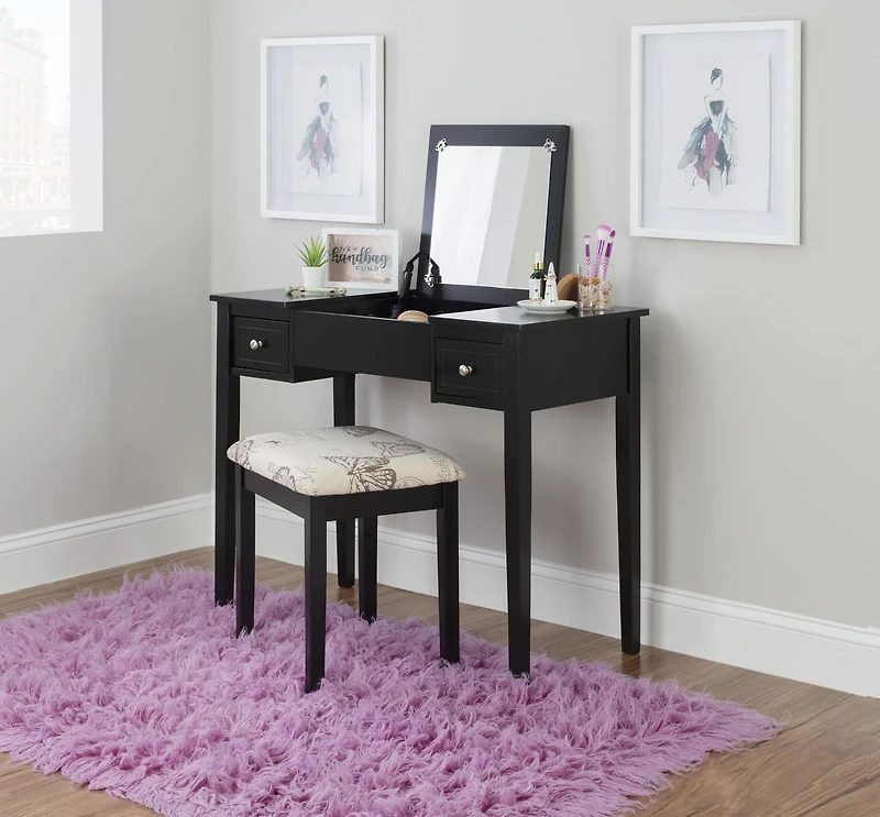 Ensemble de coiffeuse Joanna papillon noir